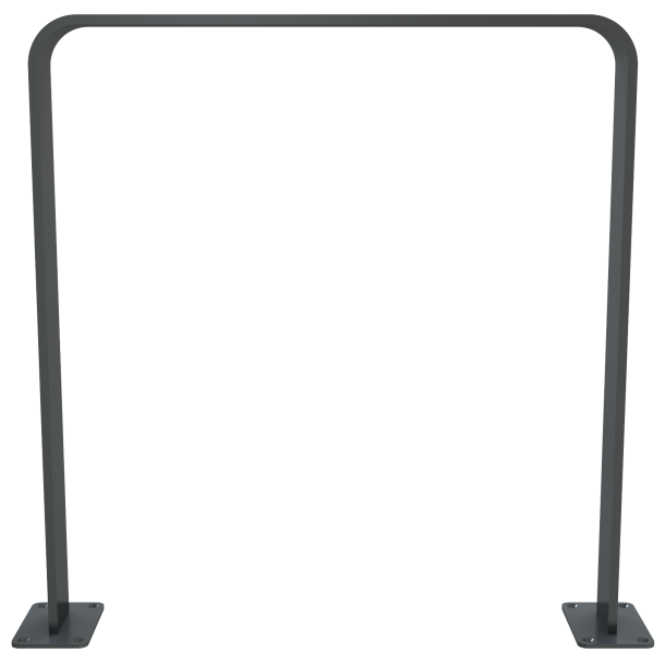 Lean-on hoop made of flat bar steel | bent, 80 x 12 mm | in curved design | without cross bar | total width: 750 mm | hot-dip galvanized and coated DB 703